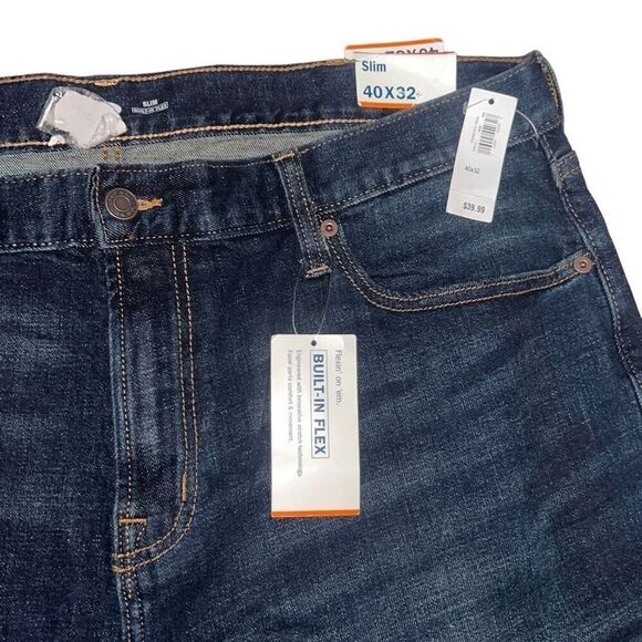 Old Navy Mens Slim Built-In Flex Jeans Dark Wash Denim Pants - Picture 4 of 10